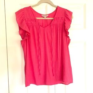 Nanette Lepore Tie-Neck Ruffle Shoulder Rayon Top